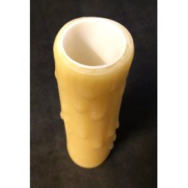 Lamp 4" Tan Gold PolyBeesWax Chandelier Candelabra Candle Cover with DRIPS  CC910G