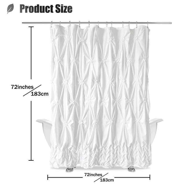 Seasonwood Modern Farmhouse Shower Curtain White Fabric Shower Curtain for