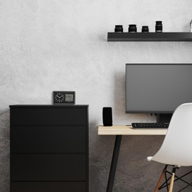 TFA Dostmann Analogue Radio-Controlled Clock with Calendar. 60.3552.01, Senior Clock, Alarm Alarm & Snooze Function, Digital Display of Day of the Week and Date, Analogue Table Clock, Low Backlight,