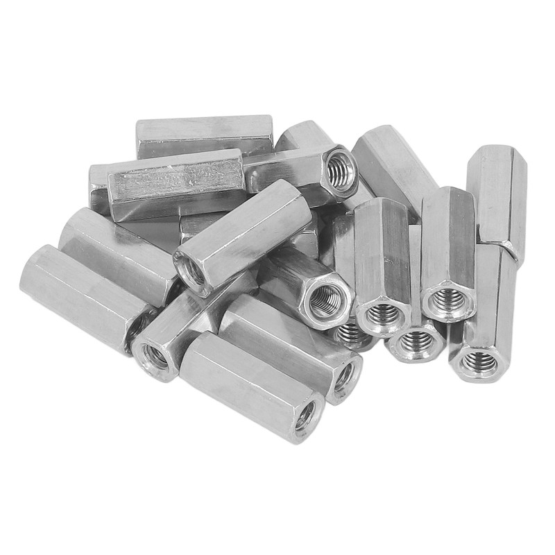 20 Pcs Hex Coupling Nut M6x1 L25mm Stainless Steel Threaded