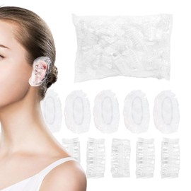"FUYUERO Disposable Ear Caps, 100 Pieces, Ear Caps, Ear Covers, Hair Dyes, Waterproof Plastic Shower Ear Protection Caps, Great for Hair Colors, Perm, Spa Bath Accessories"