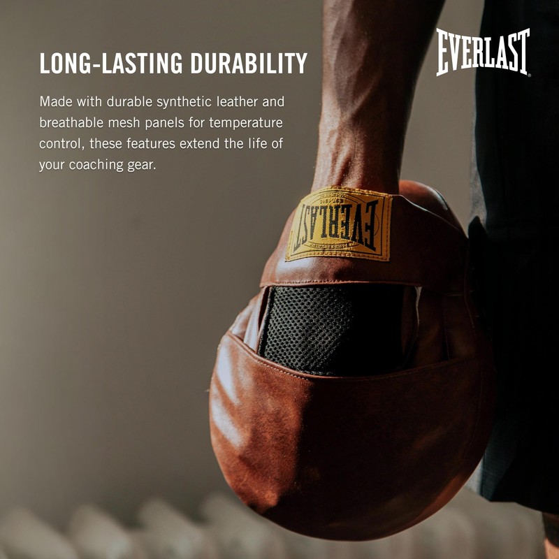 Everlast 1910 Leather Focus Mitts Vintage Training Boxing Gloves