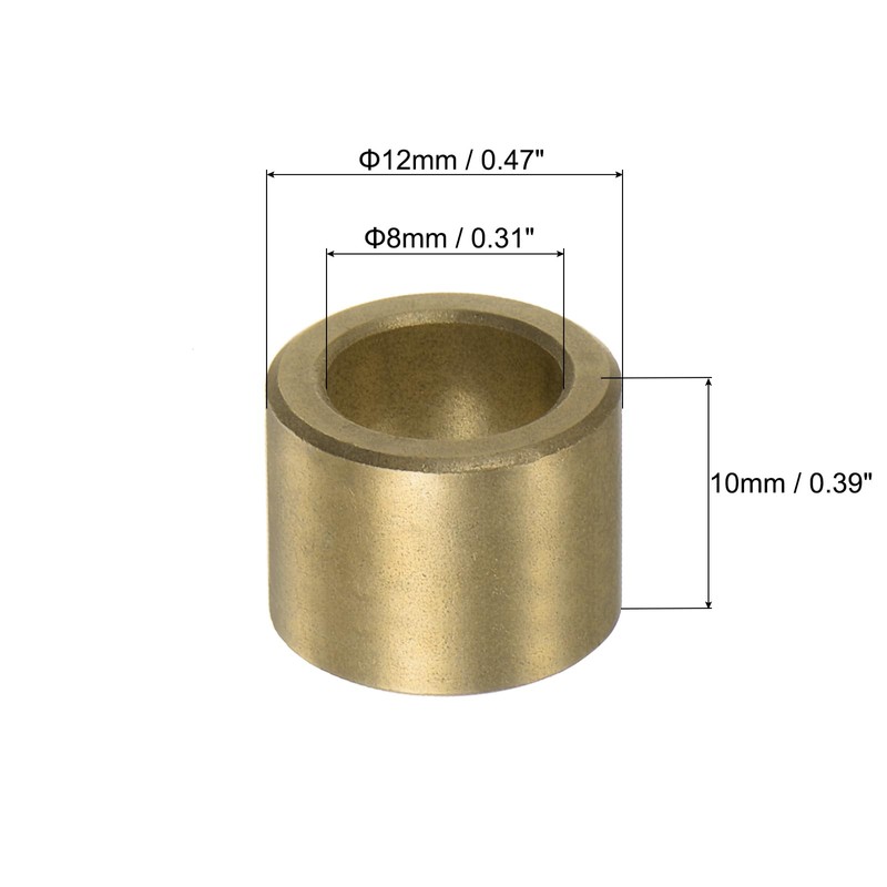 sourcing map 8pcs Sleeve (Plain) Bearings 8mm Bore x 12mm