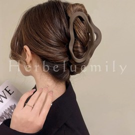 Herbeluemily Hair Claw, Hair Clip, Hairpin, Simple, Korean Hair Claw, Matte, Large, Brown
