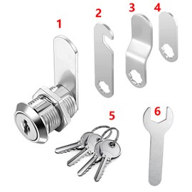 YOUTU® Letter Box Lock, 4 Keys, Drawer Cabinet Lock, Furniture Lock, Locker Lock, Lever Lock, Made of Die-Cast Stainless Steel, Comes with 4 Different Lock Plates (20 mm)