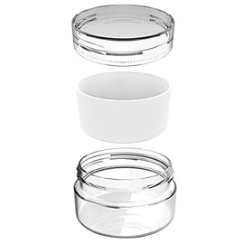 5ml 100 pcs Small Cosmetic Polystyrene Concentrate Container with Silicone Sample Jars with Lids for Acrylic Powder, Creams, Glitter (White Silicone)