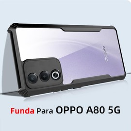 TPDRUY Funda para OPPO A80 5G Case Transparente Uso Rudo Acrílico PC, Borde Flexible TPU Cover, Protectora de Cámara Lente Shockproof Rigido Carcasa Bumper DF