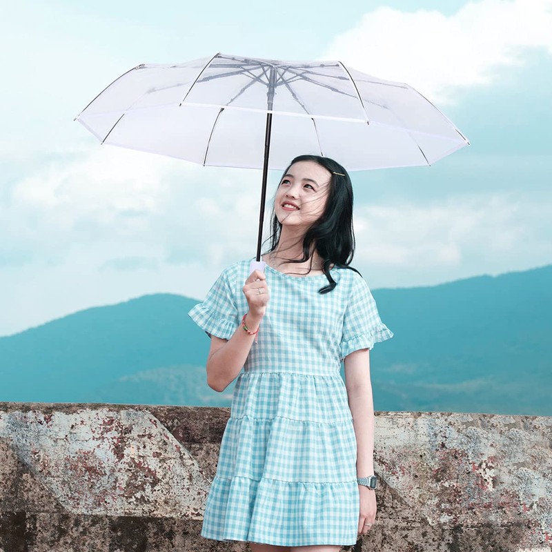 VALICLUD Folding Umbrella Automatic Transparent Umbrella Auto Open Foldable Umbrella