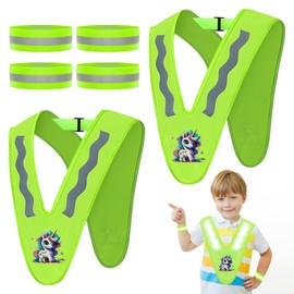 SPHERETRON Pack of 2 V Shape Reflective Vest Children's Unicorn Safety Vest Riding Reflective Band Good Visibility for Sports, Running, Cycling