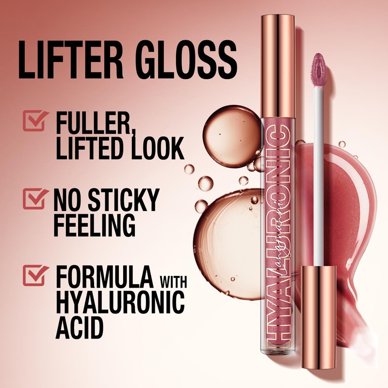 LANGMANNI 3Pcs Hyaluronic Acid Lip Gloss Set,Hydrate & High Shine