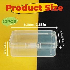 12 Pack Clear PP Organizer Storage Containers,Rectangular Mini Clear Storage Containers with Lids PP Boxes for Beads, Jewelry and Other Small Items(2.5 x 1.7 x 0.8 Inches,Clear)