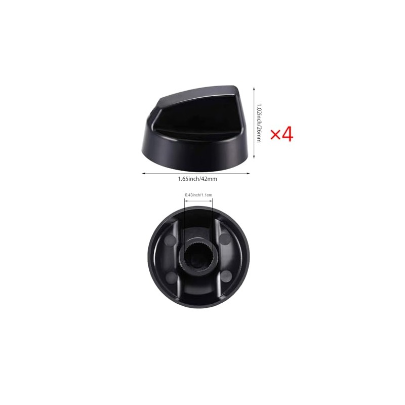 4-Pack Universal Oven/Stove/Range Control Knobs Replacement Kit with 12 Adapters
