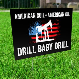 MAIANEY [18"x12"] Drill Baby Drill Yard Sign With Stake American Oil American Soil 45 47 President Election 2024 Pro Republican Sign Patriotic Political Outdoor Decorations Garden Lawn Double Sided