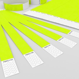 GA Event Solutions 500 Tyvek Entrance Bands for Designing and Printing Yourself in Neon Yellow - Party Entrance Bands, Festival Bracelets for Your Event
