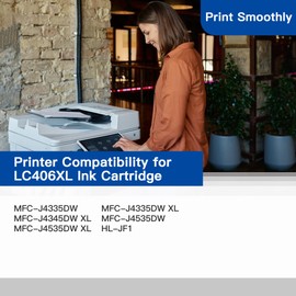 LC406XL High Yield Ink Cartridge Compatible Replacement for Brother LC406 LC406XL LC 406 XL Black Ink Cartridges use with Brother MFC-J4535DW MFC-J4335DW MFC-J5855DW MFC-J6555DW Printer (BK, 2 Pack)