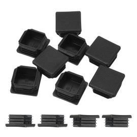 PATIKIL 1-1/2 Inch Plastic Tubing End Caps, 10 Pcs Square Hole Plug Insert for Round Iron Pipe Chair Leg Table Bookshelves Patio Furniture, Black
