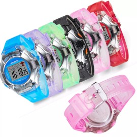 SYNOKE Kids Digital Sports Wristwatches Waterproof LED Electronic Watch for Boys Girls - Pink