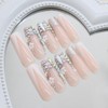 Long Square Rhinestones Press on Nails White French Tip Acrylic