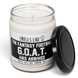 FANTASY FOOTBALL CHAMP Candle - Smells like the Fantasy Football G.O.A.T. with 100% champion vibes - Fantasy Football League, Fantasy Football Champ Gift, Large 9oz Candle (Sea Salt + Orchid)