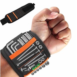 WJccsee Magnetic Wristband Tool Holder with 15 Strong Magnets - Perfect for DIY Enthusiasts - Ideal Christmas and Birthday Gift for Men, Dad, Husband - Holds Screws, Nails, Drill Bits - Adjustable