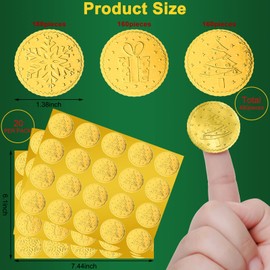 480 Pieces Christmas Foil Stickers Gold Embossed Seal Stickers 1.38 Inch Christmas Stickers for Envelopes Cards Christmas Holiday Presents Decoration (Snowflake, Present Box, Christmas Tree)