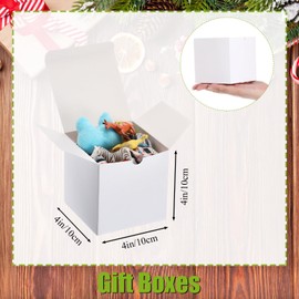 Zhehao 48 Pack Colorful Gift Boxes Small Cardboard Gift Boxes with Lids Bulk Square Kraft Paper Cube Box Assemble for Candles Wedding Presents Easy Birthday (4 x 4 x 4 Inch,White)