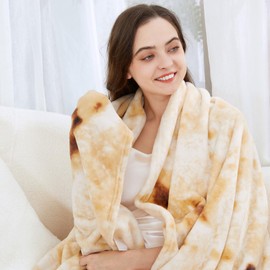 Admitrack Tortilla Wrap Blanket,Burritos Round Wrap Blanket,Tortilla Throw Blanket,Funny Realistic Food Round Blanket,Novelty Burritos Throw Blanket for Adults&Kids (Double Sided)