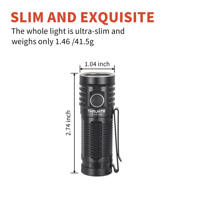 ThruNite T1S V2 EDC Flashlight 184 Meters Throw USB Rechargeable