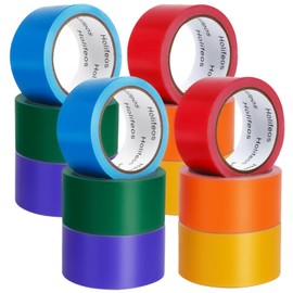 Holifeos Colored Duct Tape - 12 Rolls (180 Yards Total, 2 Rolls per Color), 2 Inch x 15 Yard Heavy Duty Tape in Yellow, Red, Orange, Blue, Purple, Green and Rainbow Patterns, Waterproof