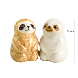 Bicuzat Ceramic Sloth Shape Salt & Pepper Shakers Set, Hand-Painted Cute Sloth Salt and Pepper Shakers, 2 PCS Set