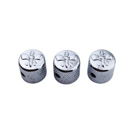 Guyker Guitar Bass Potentiometer Control Knobs with 6mm Dia. Shaft Pots - 3PCS Zinc alloy Speed Tone Volume Knob Replacement for Electric Guitar or Precision Bass, (No.4 Bee Top, chrome)
