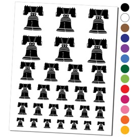 Liberty Bell Philadelphia Landmark United States of America Temporary Tattoo Water Resistant Fake Body Art Set Collection - Dark Blue (One Sheet)