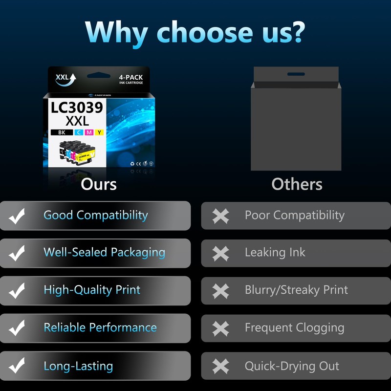 LC3039XXL Ultra High Yield Ink Cartridges Replacement for Brother LC3039