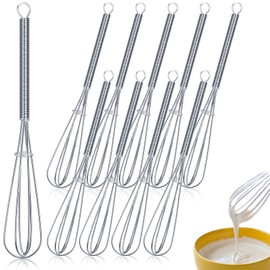 Baderke 10 Pcs Mini Whisk Bulk Small Whisks for Cooking 304 Stainless Steel Tiny Whisk for Baking, Whipping, Beating Eggs, Mixing Sauces, Blending Ingredients (6 Inch)