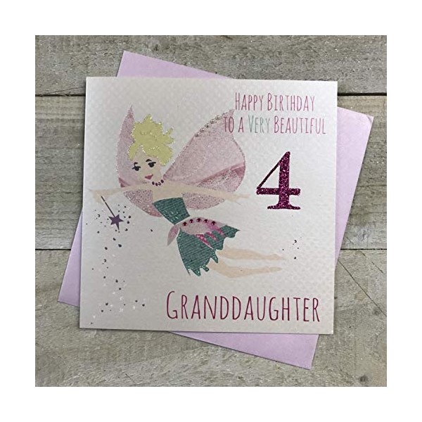 White Cotton Cards"Happy Birthday to A Very Beautiful Granddaughter" Handmade 4Th Birthday Card, GA4-GD