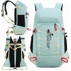 Bseash 40L Lightweight Waterproof Hiking Backpack with Rain Cover, Outdoor Sports Travel Daypack, Multifunctional Travel Bag for Camping, Climbing, Skiing, Cycling, Milk green