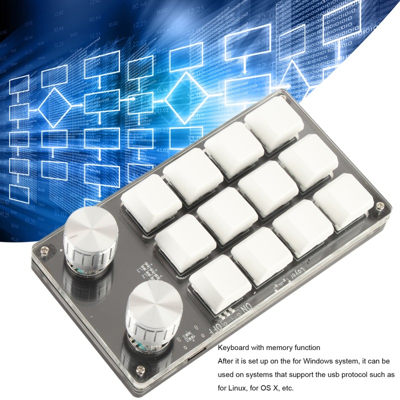 One Handed Macro Mechanical Keyboard 12 Key Multifunction DIY Programmable