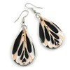 60mm L/Black/White/Cream Teardrop Shape Sea Shell Earrings/Handmade/Slight Variation In Colour/Natural