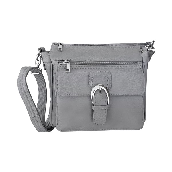 Roma F.C. Black Right or Left Draw Crossbody/Shoulder Carry - Leather Locking Concealment Purse/Gun Bag - CCW Concealed Carry Pistol, Gray