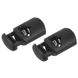 [METALLIXITY] 10pcs Plastic Cord Lock, Cord Stopper, 0.16 inch (4 mm), Single Hole, Spring Coat Lock for Backpack Shoelaces Clothes, Black