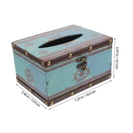 LABRIMP Cute Napkin Box Vintage Wood Tissue Container for Living Room Car Kitchen Office Bedroom