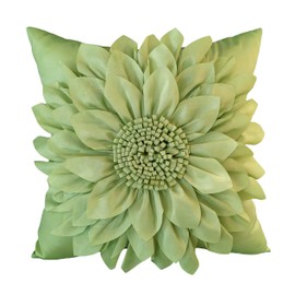 Bella's Giftshop 3D Sunflower Decorative Throw Pillow Covers for Bed Sofa Couch Car, Accent Floral Taffeta Cushion Cover, Handmade Pillow Cases Living Room Decor, 17x17 Inch-Green/Sage