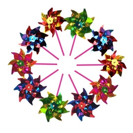 100pcs Plastic Rainbow Pinwheel, Horticultural Windmill for Kids Party Favors DIY Lawn Windmill Set Pinwheels for Yard and Garden, DIY Windmill Toy Garden Party Decoration