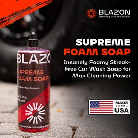 BLAZON Supreme Foam Soap (XL 32 oz) Insanely Foamy Streak-Free Car Wash Soap for Max Cleaning Power- Foam Cannon, Gun, or Bucket Wash- Cars, Trucks, RVs, Boats, More– Strawberry Banana Scent