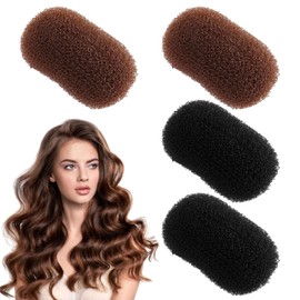 4 PCS Bump It up Headband, Hair Padding for Updos,Hair Bump It up Volume Inserts,Hair Volume Tool, Volume Hair Increase Pad Clip for Full Hair Volume,Hair Volume Clips for Roots (Brown, Black)