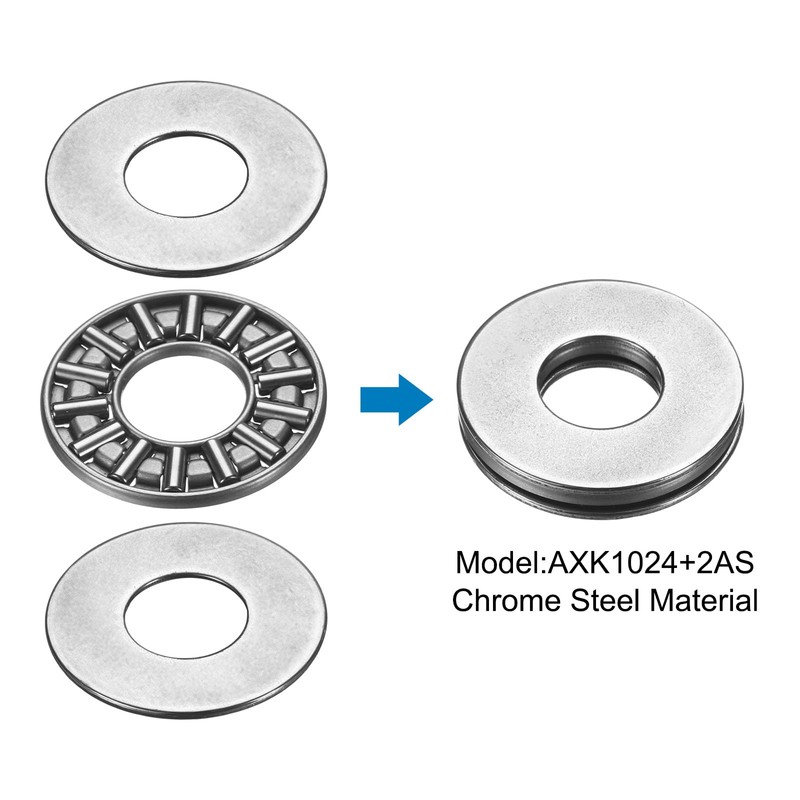 QUARKZMAN AXK1024+2AS Axial Needle Roller Bearings with Washers 10x24x4mm Chrome