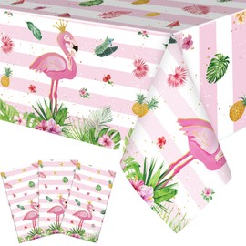 Windkream 3 Pack Flamingo Party Decorations Tablecloths Disposable Flamingo Table Cover 54 x 108 Inch Rectangle Plastic Flamingo Table Cloth for Hawaiian Tropical Flamingo Birthday Party Supplies
