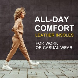 CCSOFTIME Leder Einlegesohlen aus Memory Foam für Damen, Ersatz Dünne Schweißfüße Ledereinlagen Komfort Weiche Schuheinlagen für Arbeitsschuhe Wanderschuhe,42EU