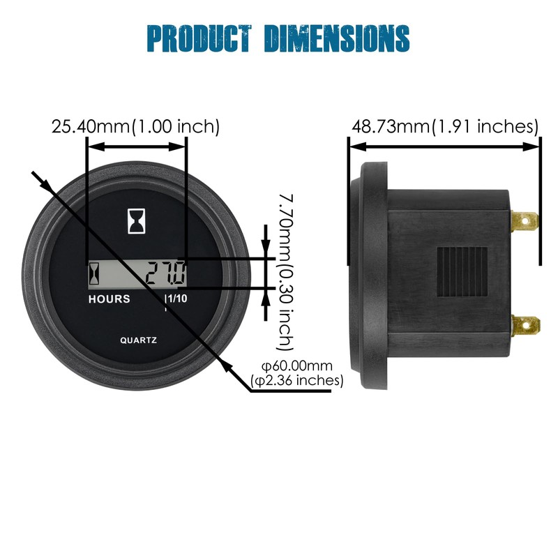 Runleader LCD Hour Meter,DC 4.5V to 90V, Data Storage &