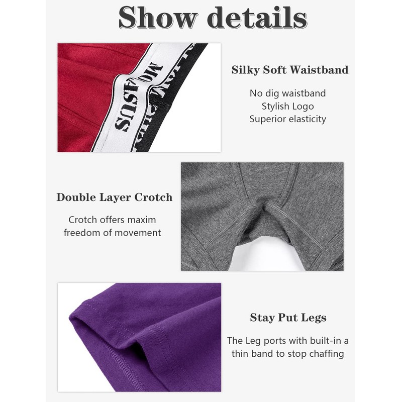 Molasus 4.5" Inseam Womens Trunks Underwear Soft Cotton Boxer Briefs